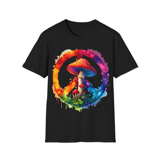 Mushroom Watercolor Peace Sign T-Shirt
